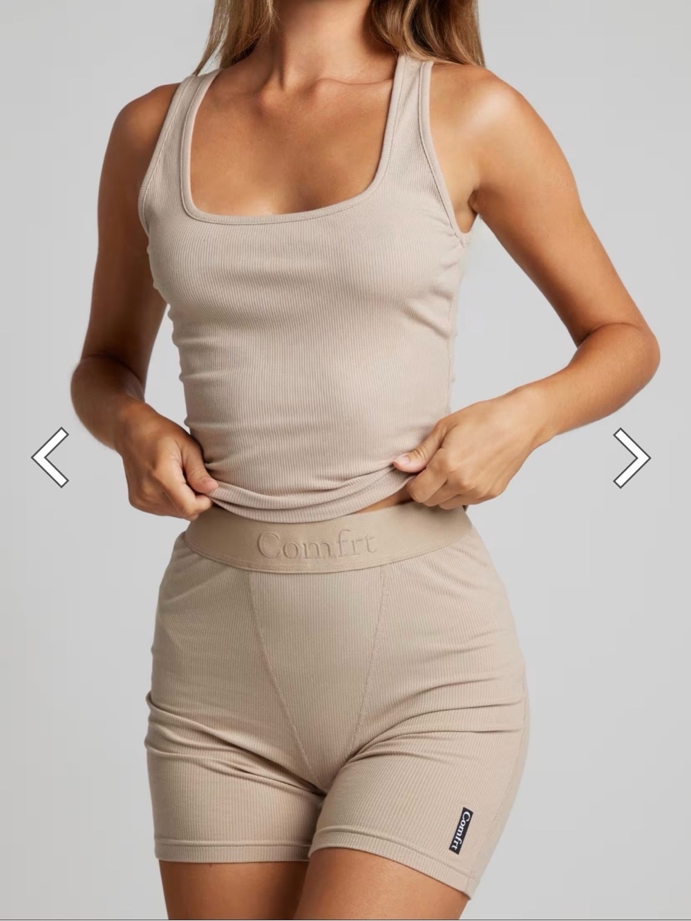 Rib Contour Waist Length Tank in Desert